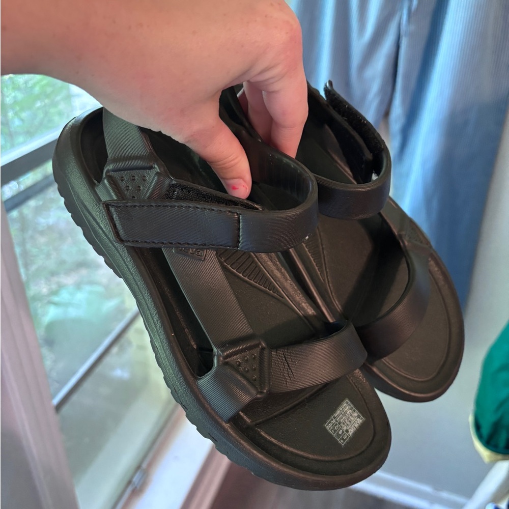NWOT Black Rubber Teva Sandals 3